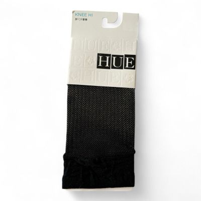 HUE Herringbone Net Knee Hi Black Womens One Size | 1 Pair NEW